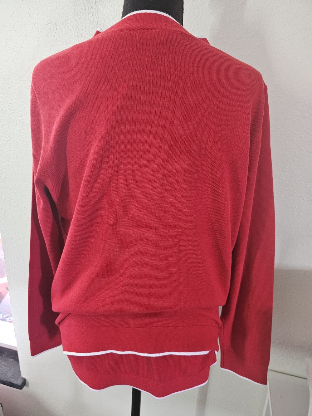 Kate & Mallory Red Cardigan with White Trim - Picture 6 of 6